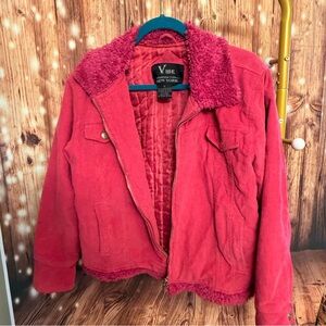 Women's Pink Corduroy Pink Faux Fur lined  Jacket
